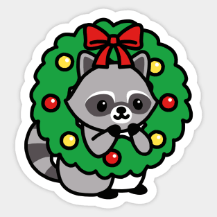 Holiday Raccoon Sticker